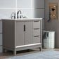 Elizabeth 36-Inch Single Sink Carrara White Marble Vanity In Cashmere Grey set