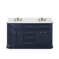 Palace 60 In. Double Sink White Quartz Countertop Vanity in Monarch Blue set