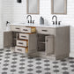 72 In. Double Sink Marble Countertop Vanity Oak with Faucets and Mirrors, Chestnut collection