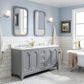 Queen 60-Inch Double Sink Quartz Carrara Vanity In Cashmere Grey set
