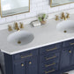 Palace 60 In. Double Sink White Quartz Countertop Vanity in Monarch Blue set
