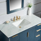 Elizabeth 48-Inch Single Sink Carrara White Marble Vanity In Monarch Blue set