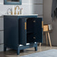 Elizabeth 24-Inch Single Sink Carrara White Marble Vanity In Monarch Blue set