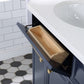 Palace 72 In. Double Sink White Quartz Countertop Vanity in Monarch Blue set