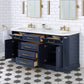 Palace 72 In. Double Sink White Quartz Countertop Vanity in Monarch Blue set
