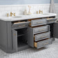 72" Palace Collection Quartz Carrara Bathroom Vanity Set in Satin Gold and Mirrors in Chrome