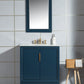 Elizabeth 30-Inch Single Sink Carrara White Marble Vanity In Monarch Blue set