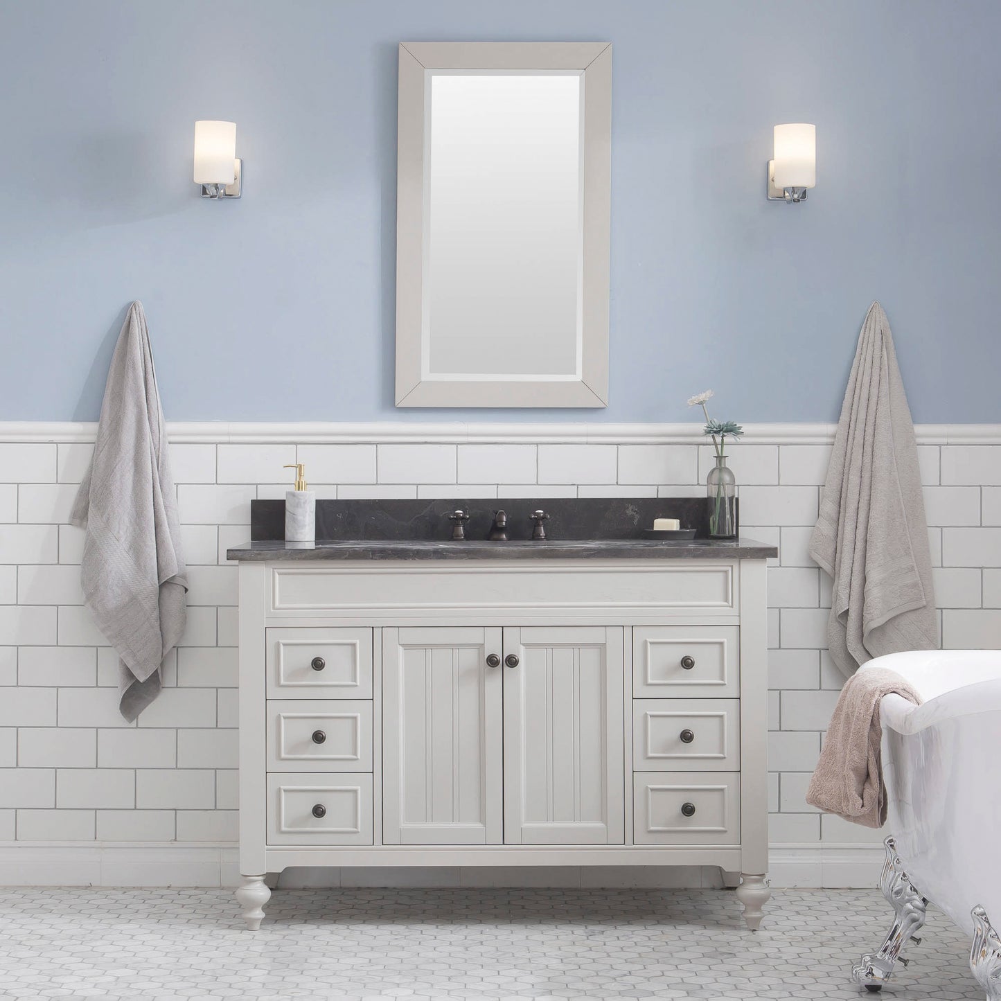 48 Inch Earl Grey Single Sink Bathroom Vanity set. Potenza Collection