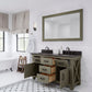60 Inch Grizzle Grey Double Sink Bathroom Vanity sets With Blue Limestone Counter. ABERDEEN Collection