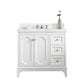 Queen 36-Inch Single Sink Quartz Carrara Vanity In Pure White set