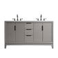 Elizabeth 60-Inch Double Sink Carrara White Marble Vanity In Cashmere Grey set