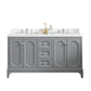 Queen 60-Inch Double Sink Quartz Carrara Vanity In Cashmere Grey set