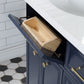 Palace 60 In. Double Sink White Quartz Countertop Vanity in Monarch Blue set