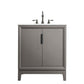 Elizabeth 30-Inch Single Sink Carrara White Marble Vanity In Cashmere Grey set