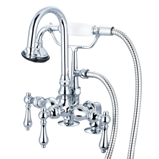 Vintage Classic Tub Faucet With Gooseneck Spout, With Lever and Cross Handles