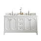Queen 60-Inch Double Sink Quartz Carrara Vanity In Pure White set
