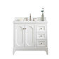 Queen 36-Inch Single Sink Quartz Carrara Vanity In Pure White set