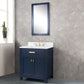 Madison 30-Inch Single Sink Carrara White Marble Vanity In Monarch Blue set