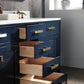Madison 72-Inch Double Sink Carrara White Marble Vanity In Monarch Blue set