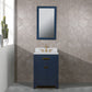 Madison 24-Inch Single Sink Carrara White Marble Vanity In Monarch Blue set