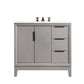 Elizabeth 36-Inch Single Sink Carrara White Marble Vanity In Cashmere Grey set