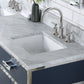 Marquis 72 In. Double Sink Carrara White Marble Countertop Vanity in Monarch Blue set