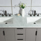 Elizabeth 60-Inch Double Sink Carrara White Marble Vanity In Cashmere Grey set