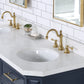 Palace 72 In. Double Sink White Quartz Countertop Vanity in Monarch Blue set