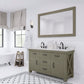 60 Inch Grizzle Grey Double Sink Bathroom Vanity set With Carrara White Marble Counter Top. ABERDEEN Collection