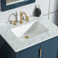 Elizabeth 30-Inch Single Sink Carrara White Marble Vanity In Monarch Blue set