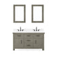 60 Inch Grizzle Grey Double Sink Bathroom Vanity set With Carrara White Marble Counter Top. ABERDEEN Collection