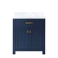 Madison 30-Inch Single Sink Carrara White Marble Vanity In Monarch Blue set