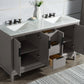 Elizabeth 60-Inch Double Sink Carrara White Marble Vanity In Cashmere Grey set