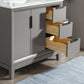 Elizabeth 36-Inch Single Sink Carrara White Marble Vanity In Cashmere Grey set