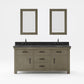 72 Inch Grizzle Grey Double Sink Bathroom Vanity sets With Blue Limestone CounterTop. ABERDEEN Collection