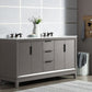 Elizabeth 60-Inch Double Sink Carrara White Marble Vanity In Cashmere Grey set