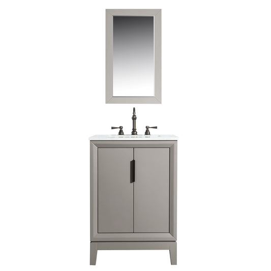 Elizabeth 24-Inch Single Sink Carrara White Marble Vanity In Cashmere Grey set