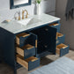 Elizabeth 48-Inch Single Sink Carrara White Marble Vanity In Monarch Blue set