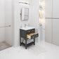 24 Inch MDF Single Bowl Ceramics Top Vanity with U shape Drawer. VIOLA Collection