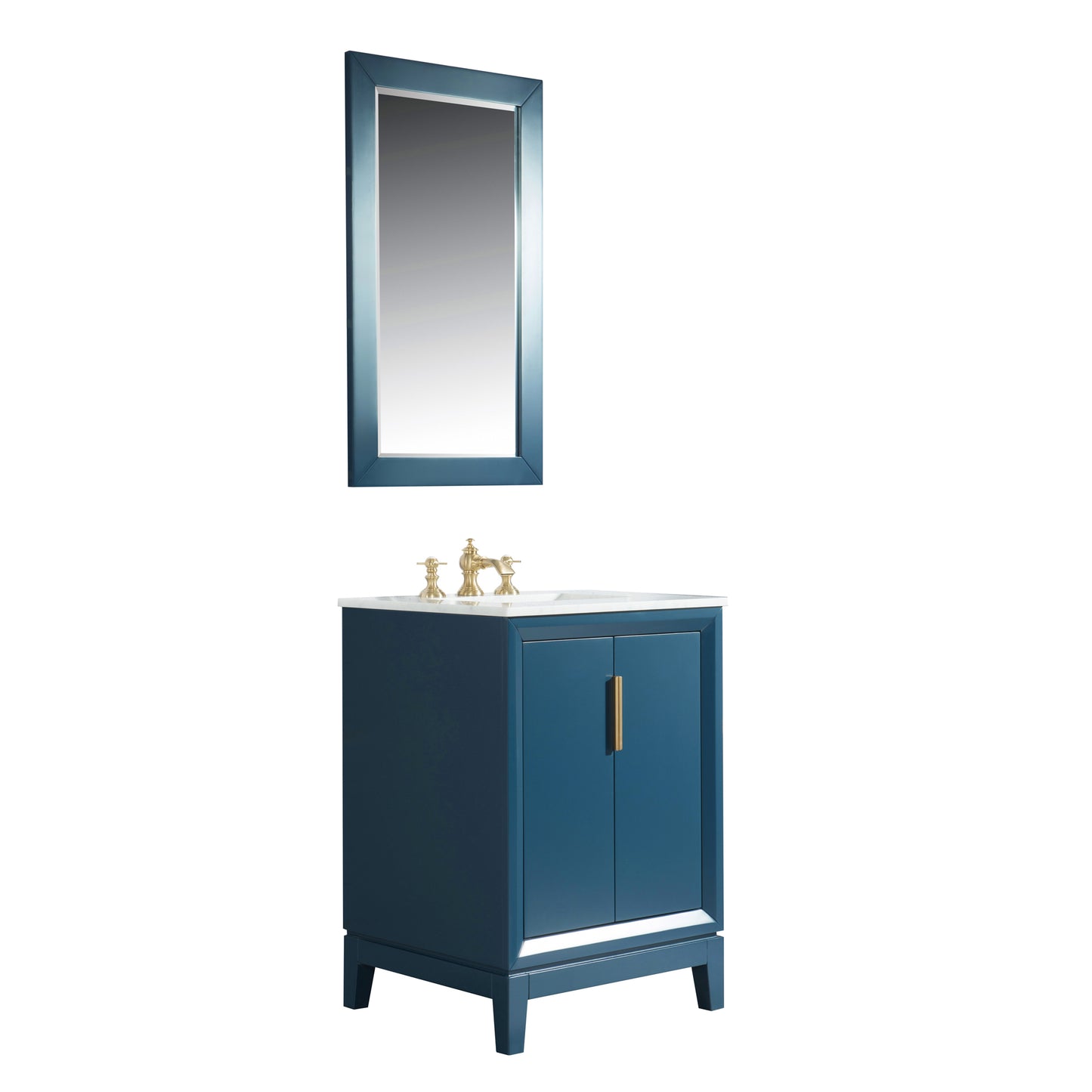 Elizabeth 24-Inch Single Sink Carrara White Marble Vanity In Monarch Blue set