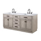 72 In. Double Sink Marble Countertop Vanity Oak with Faucets and Mirrors, Chestnut collection