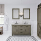 60 Inch Grizzle Grey Double Sink Bathroom Vanity set With Carrara White Marble Counter Top. ABERDEEN Collection