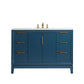 Elizabeth 48-Inch Single Sink Carrara White Marble Vanity In Monarch Blue set