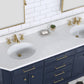 Palace 72 In. Double Sink White Quartz Countertop Vanity in Monarch Blue set