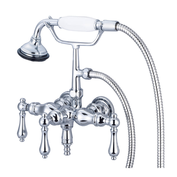 Vintage Classic Wall Mount Tub Faucet With Lever and Cross Handles