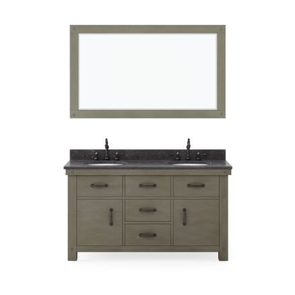 60 Inch Grizzle Grey Double Sink Bathroom Vanity sets With Blue Limestone Counter. ABERDEEN Collection