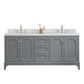 Queen 72-Inch Double Sink Quartz Carrara Vanity In Cashmere Grey set