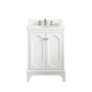 Queen 24-Inch Single Sink Quartz Carrara Vanity In Pure White set