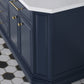 Palace 72 In. Double Sink White Quartz Countertop Vanity in Monarch Blue set