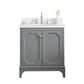Queen 30-Inch Single Sink Quartz Carrara Vanity In Cashmere Grey set
